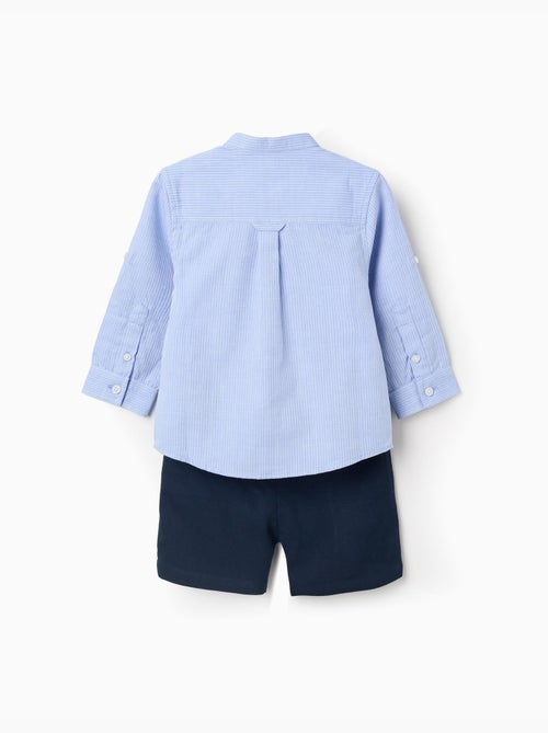 Ensemble chemise rayée à manches longues et short en coton - Kiabi