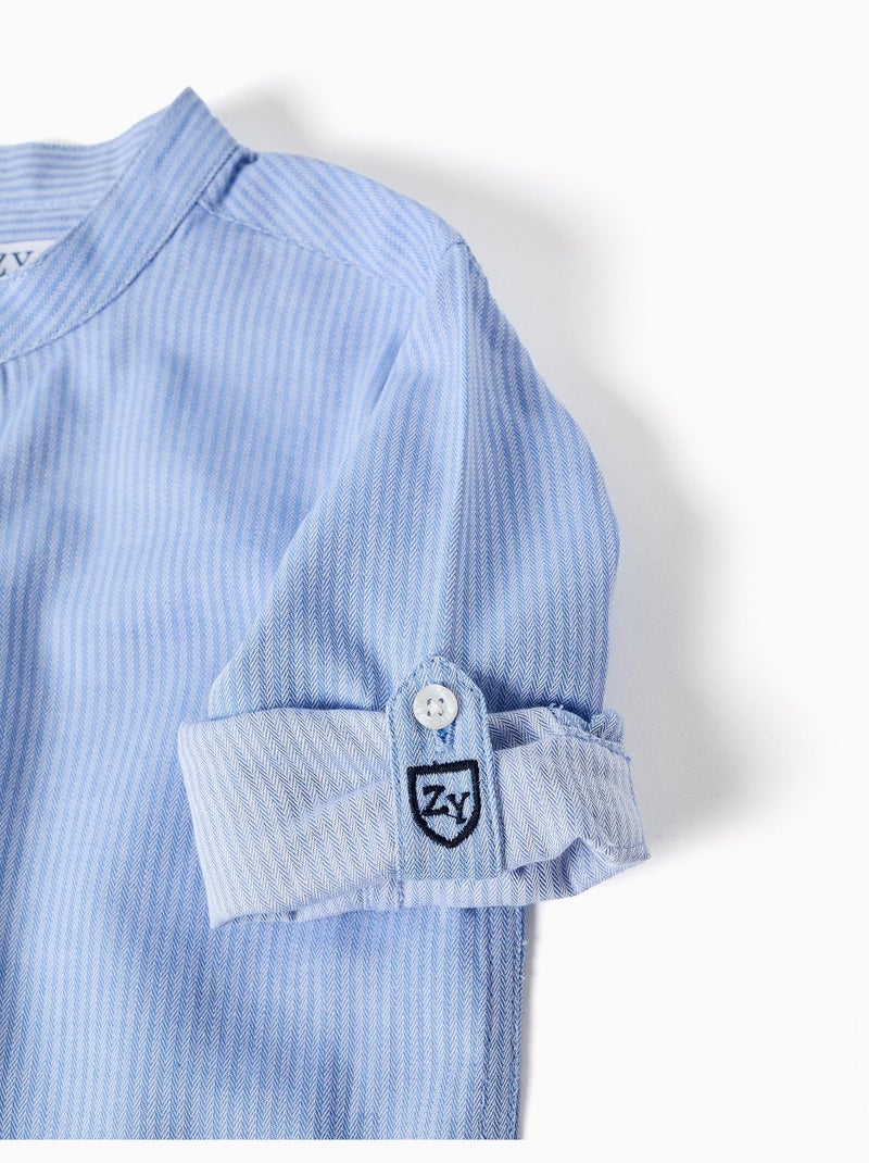 Ensemble chemise rayée à manches longues et short en coton Bleu Bleu - Kiabi