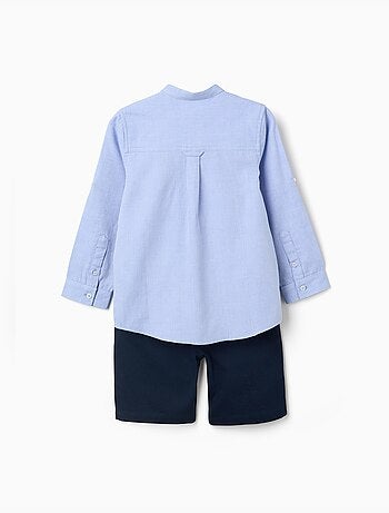Ensemble chemise rayée à manches longues et short en coton