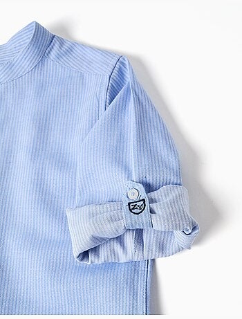 Ensemble chemise rayée à manches longues et short en coton