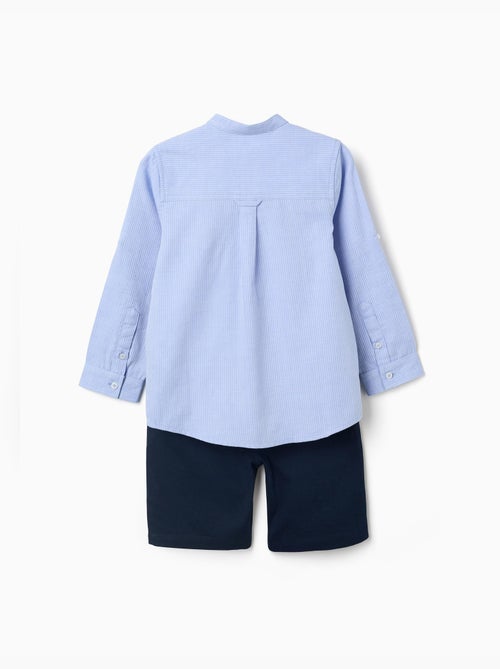 Ensemble chemise rayée à manches longues et short en coton - Kiabi