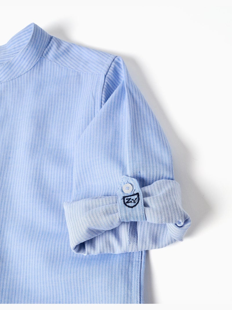 Ensemble chemise rayée à manches longues et short en coton Bleu Bleu - Kiabi