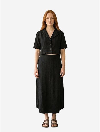 Ensemble chemise taille haute boutonnée à jambes larges my fashion