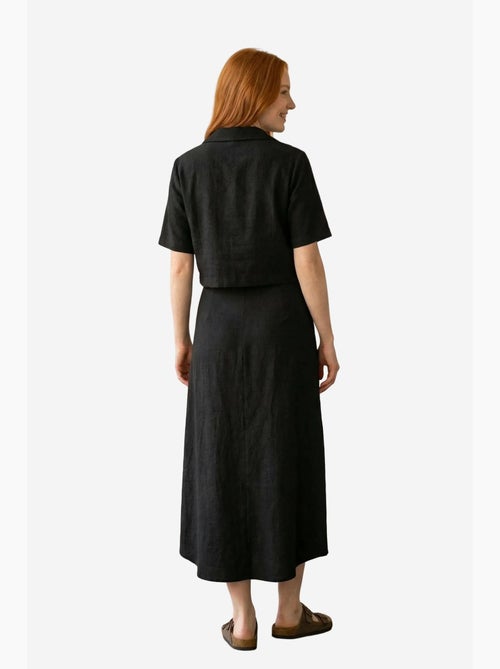 Ensemble chemise taille haute boutonnée à jambes larges my fashion - Kiabi Ensemble chemise taille haute boutonnée à jambes larges my fashion - Kiabi