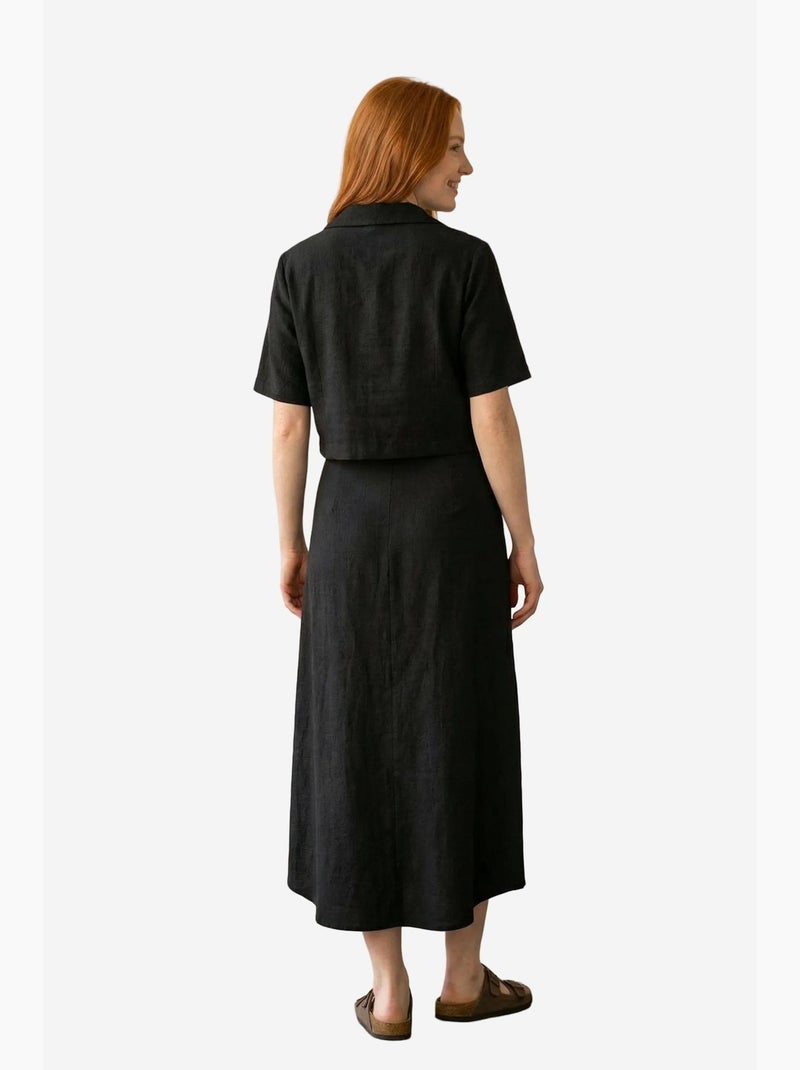 Ensemble chemise taille haute boutonnée à jambes larges my fashion Noir - Kiabi