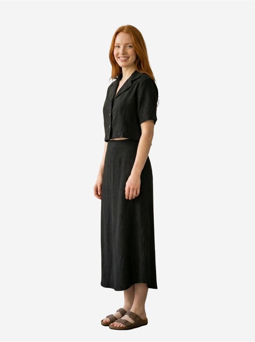 Ensemble chemise taille haute boutonnée à jambes larges my fashion - Kiabi Ensemble chemise taille haute boutonnée à jambes larges my fashion - Kiabi