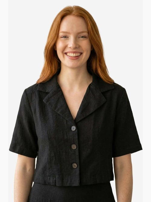 Ensemble chemise taille haute boutonnée à jambes larges my fashion - Kiabi Ensemble chemise taille haute boutonnée à jambes larges my fashion - Kiabi