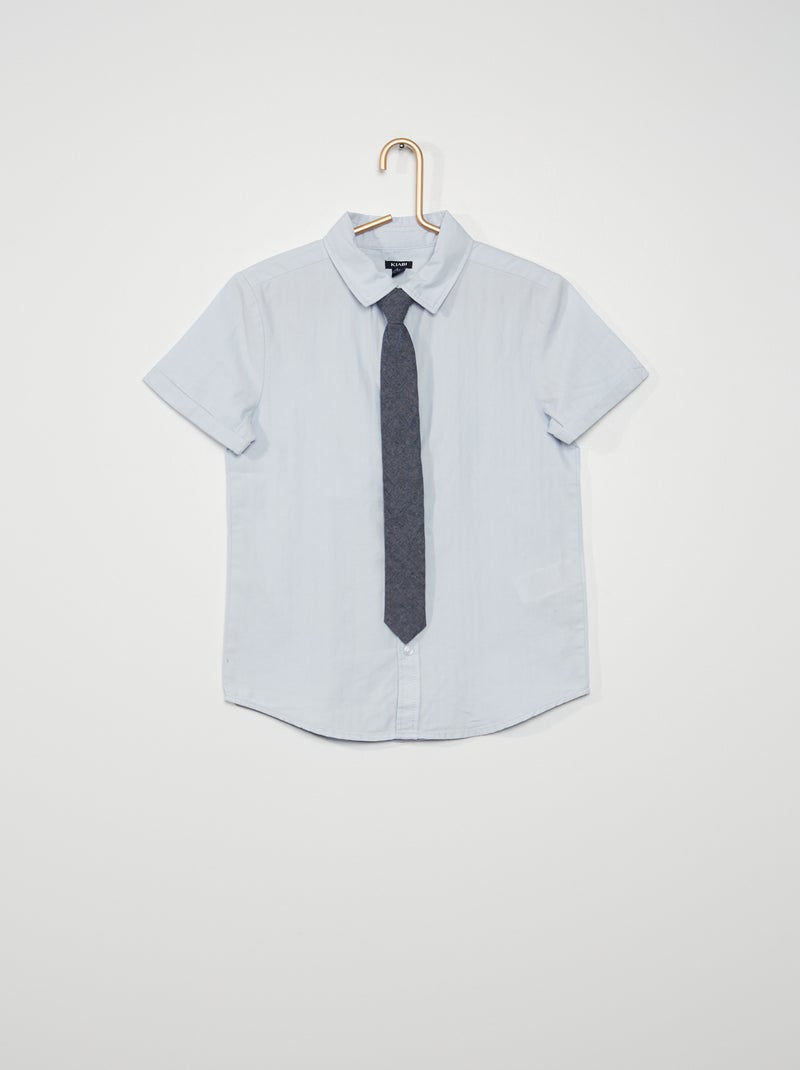 Ensemble chemisette et cravate bleu gris - Kiabi