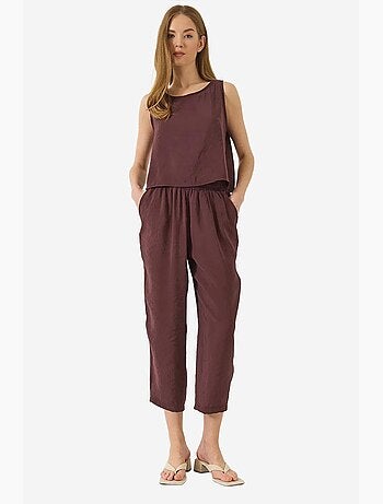 Ensemble chemisier à bretelles épaisses et pantalon à taille élastique en modal lucci