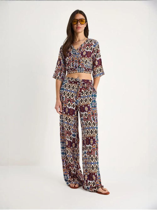 Ensemble chemisier court et pantalon à motifs lucci - Kiabi Ensemble chemisier court et pantalon à motifs lucci - Kiabi