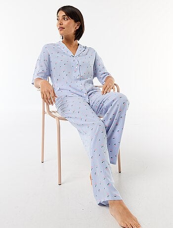 Ensemble chemisier de nuit rayé