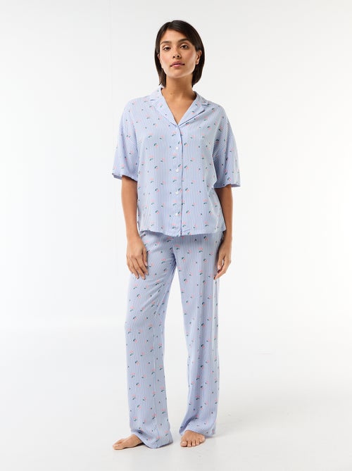 Ensemble chemisier de nuit rayé all-over - Kiabi