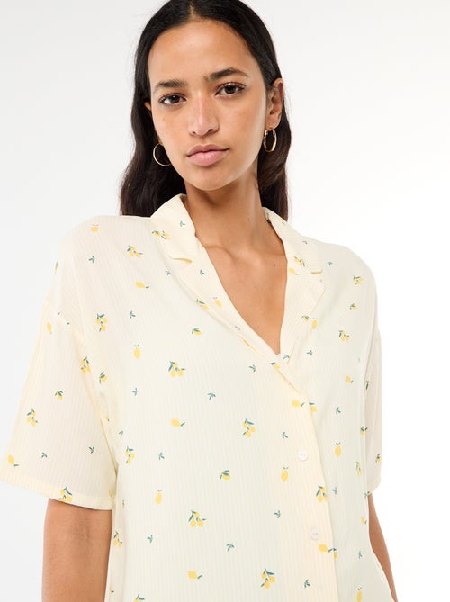 Ensemble chemisier de nuit rayé all-over - Kiabi