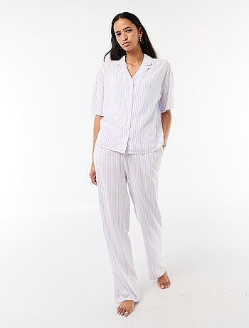 Ensemble chemisier de nuit rayé