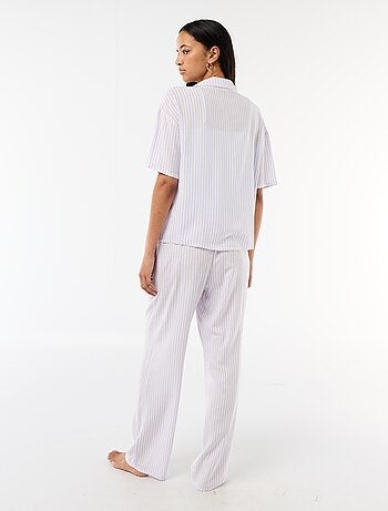 Ensemble chemisier de nuit rayé