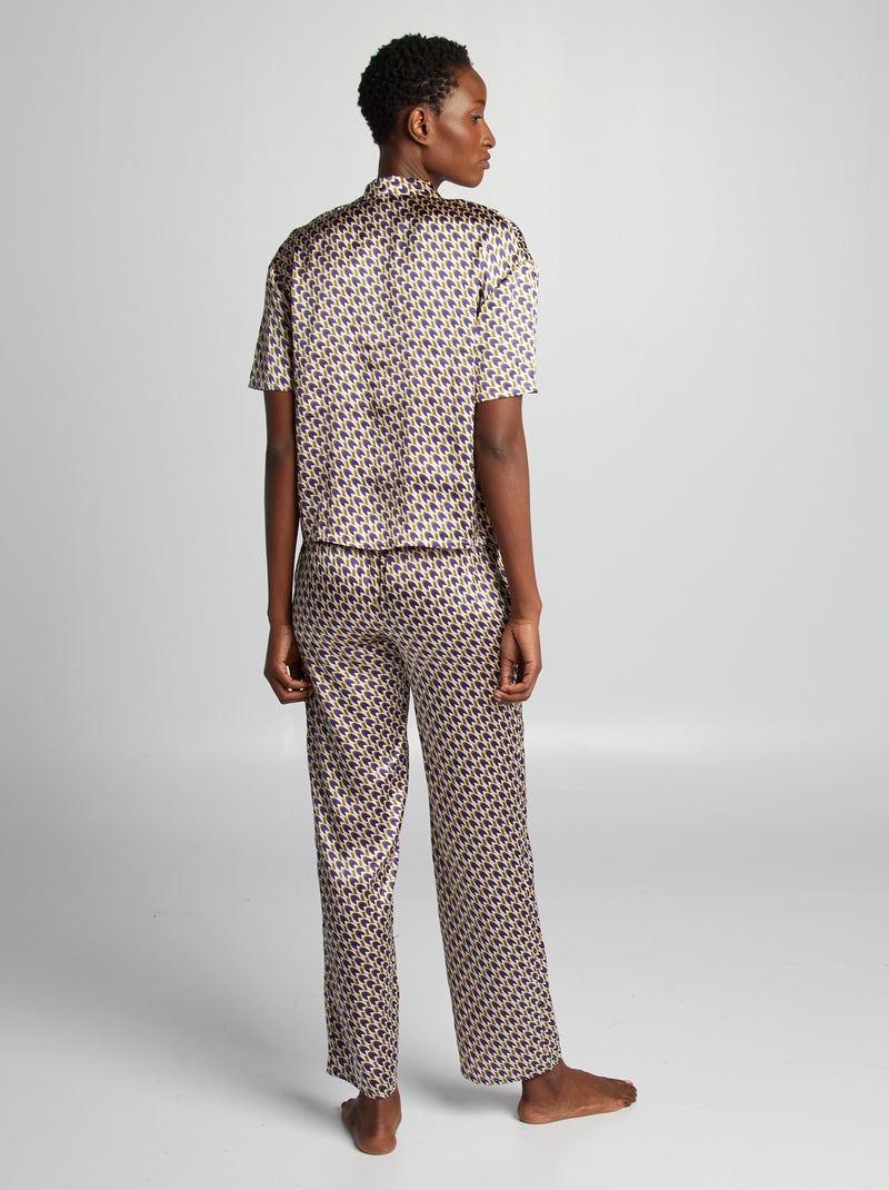 Ensemble chemisier satin - pantalon imprimé Imprimé - Kiabi