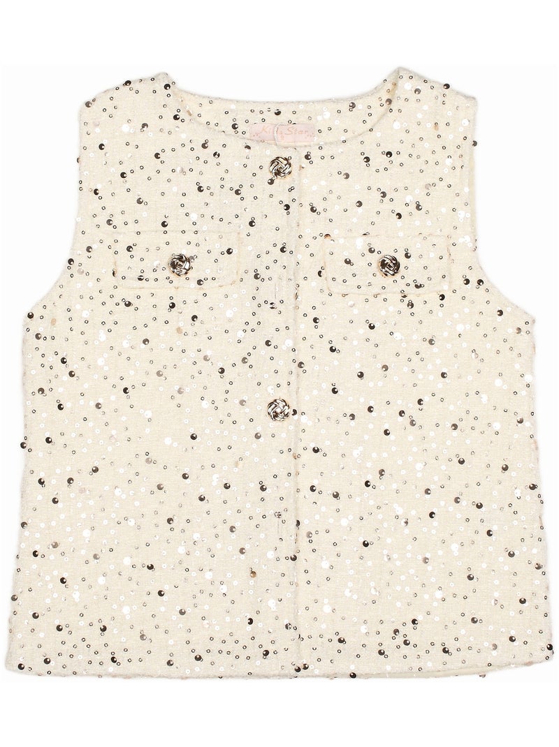 Ensemble chic ornée de paillettes - kids star Crème - Kiabi