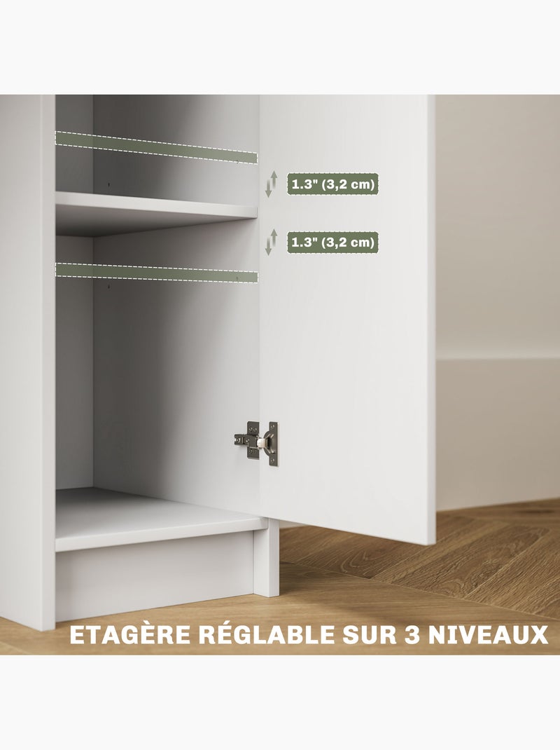 Ensemble coiffeuse miroir avec tabouret - porte, tiroir, 4 étagères, niche - blanc Blanc Blanc - Kiabi
