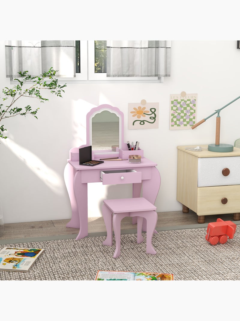 Ensemble coiffeuse tabouret enfant style girly rose motif nuage rose Rose - Kiabi