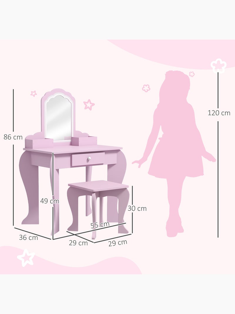 Ensemble coiffeuse tabouret enfant style girly rose motif nuage rose Rose - Kiabi