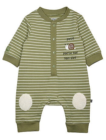 Ensemble combinaison longue bavoir en maille Paul