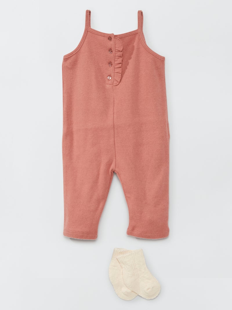 Ensemble combinaison pantalon + chaussettes Rose - Kiabi