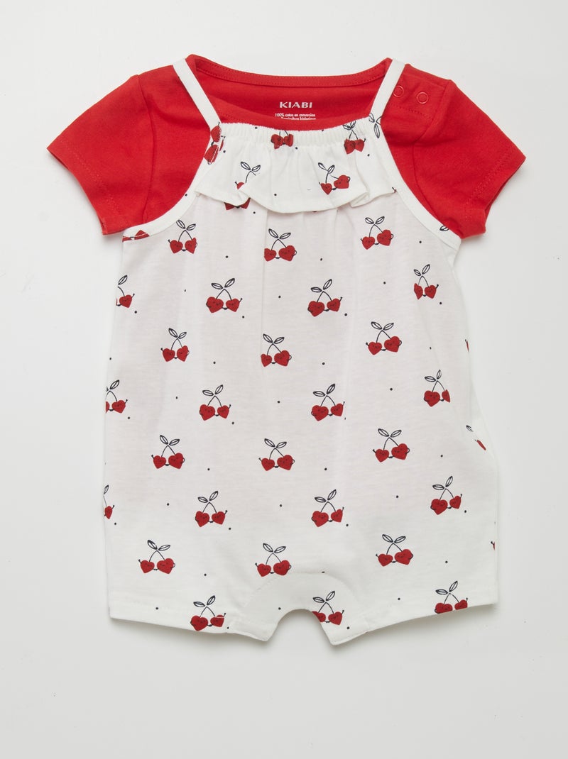 Ensemble combishort + t-shirt - 2 pièces Rouge - Kiabi