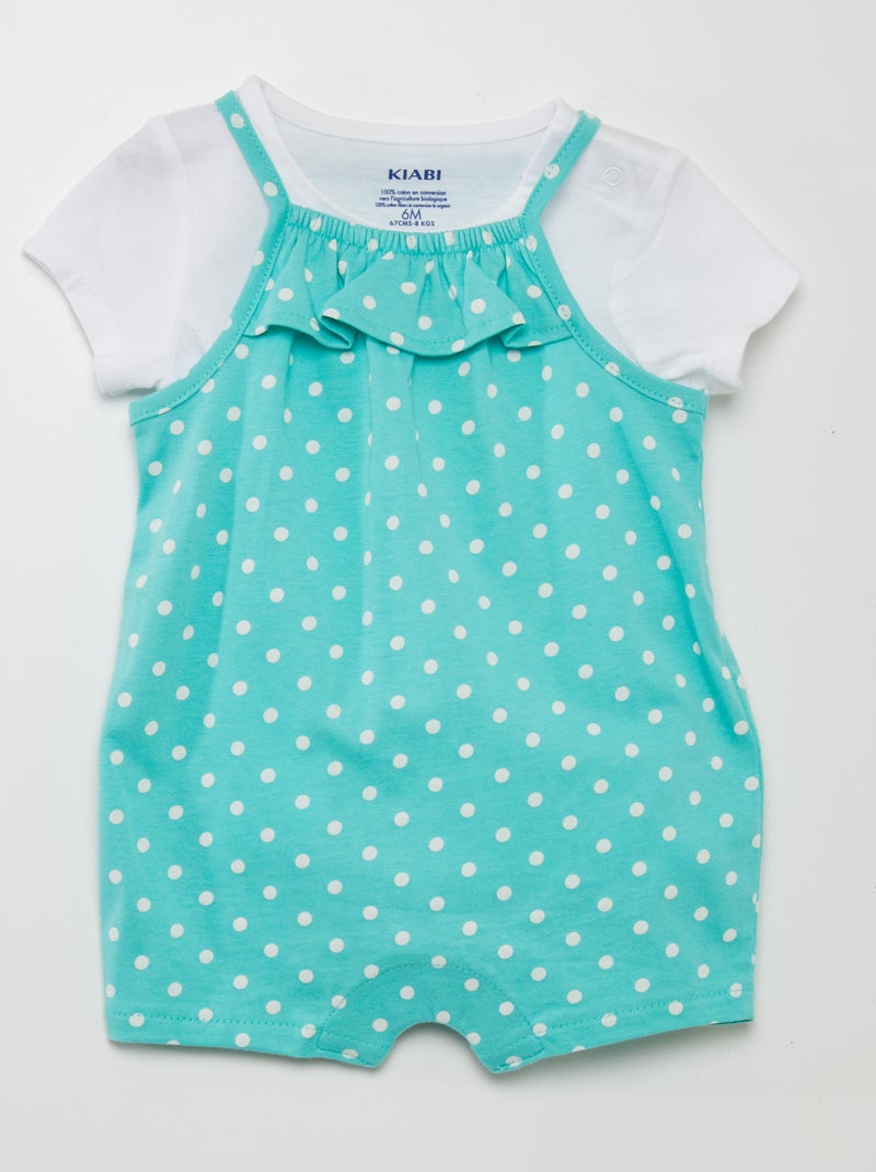 Ensemble combishort + t-shirt - 2 pièces Vert - Kiabi