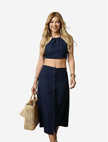 Ensemble coord deux pièces en coton, viscose et lin my fashion