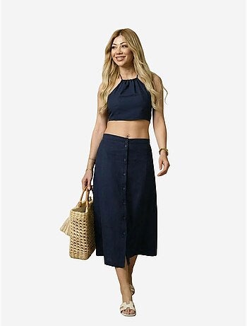 Ensemble coord deux pièces en coton, viscose et lin my fashion