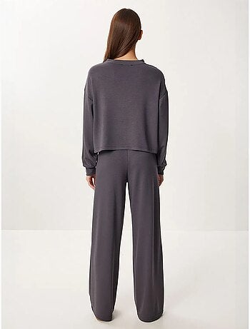 Ensemble coordonné côtelé color block avec pantalon à jambes larges istanbul