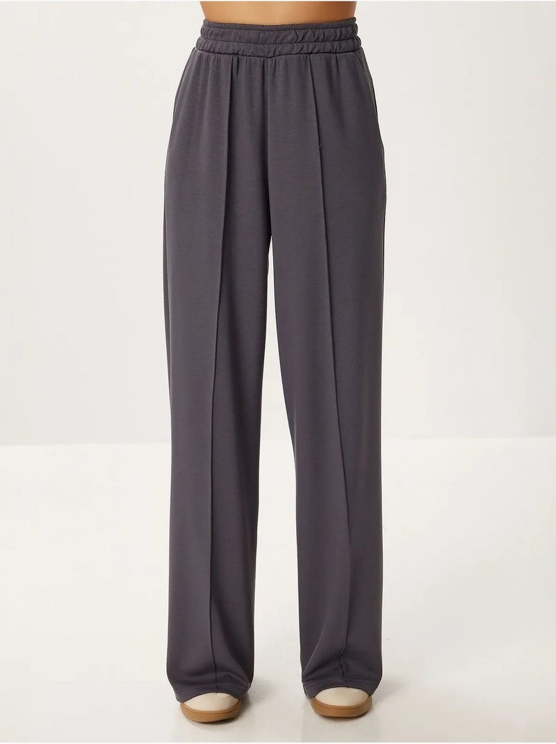 Ensemble coordonné côtelé color block avec pantalon à jambes larges istanbul Gris foncé - Kiabi