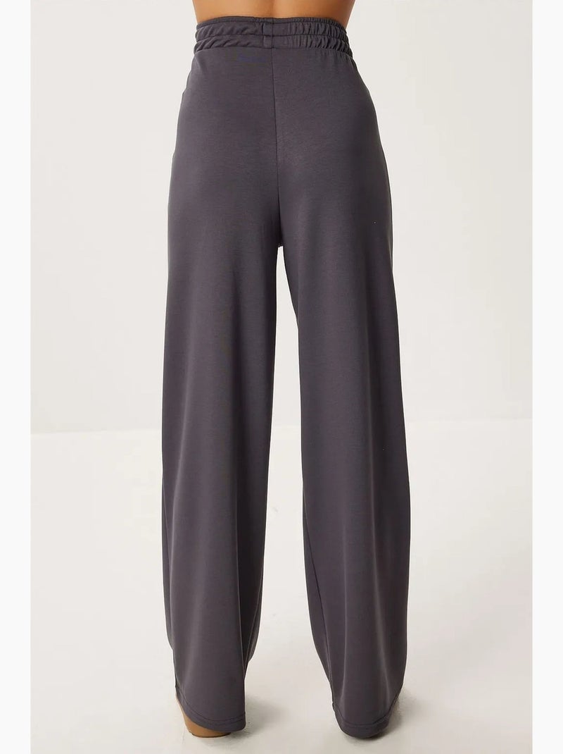 Ensemble coordonné côtelé color block avec pantalon à jambes larges istanbul Gris foncé - Kiabi