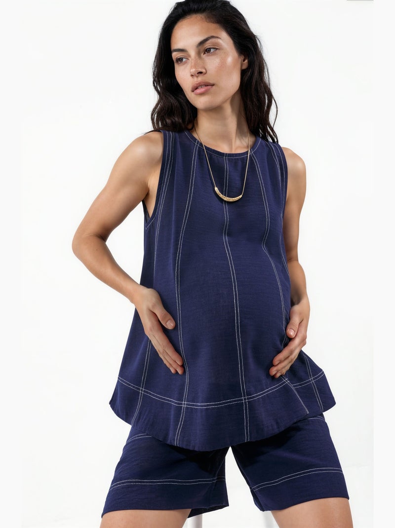 Ensemble coordonné décontracté avec détails de couture hiccup Bleu marine - Kiabi