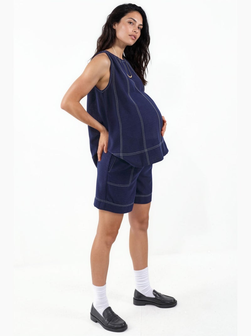 Ensemble coordonné décontracté avec détails de couture hiccup Bleu marine - Kiabi