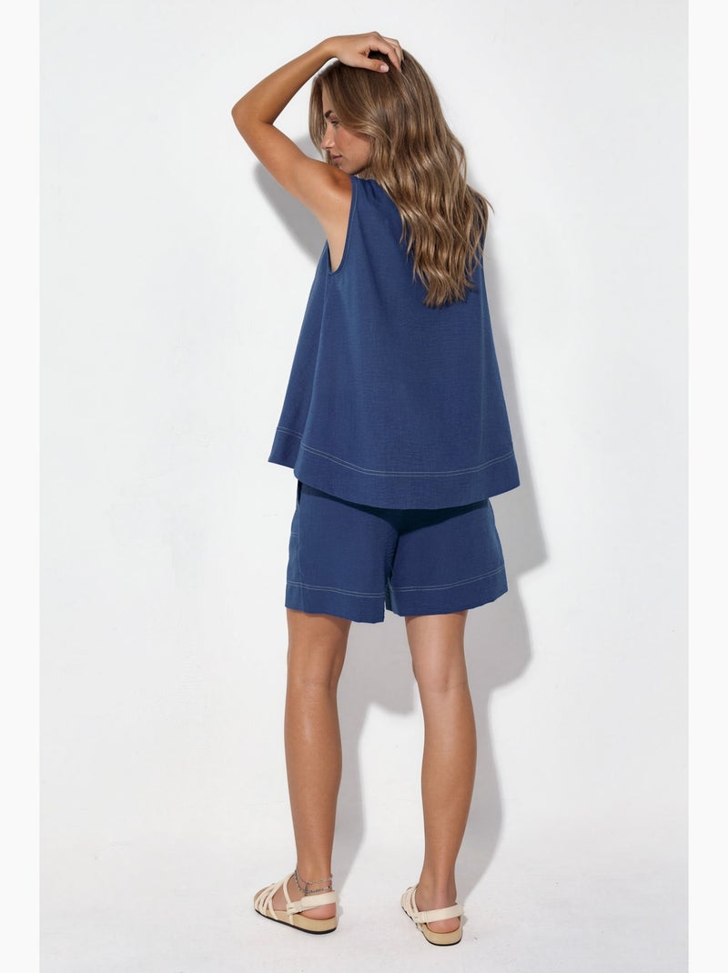 Ensemble coordonné décontracté avec détails de couture hiccup Bleu saphir - Kiabi