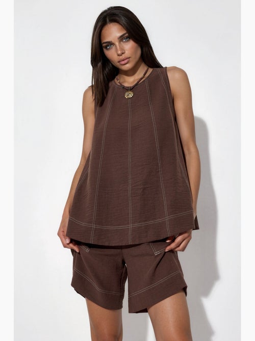 Ensemble coordonné décontracté avec détails de couture hiccup - Kiabi Ensemble coordonné décontracté avec détails de couture hiccup - Kiabi