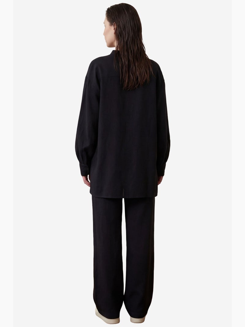 Ensemble coordonné deux pièces à jambes larges et col en v boutonné my fashion Noir - Kiabi