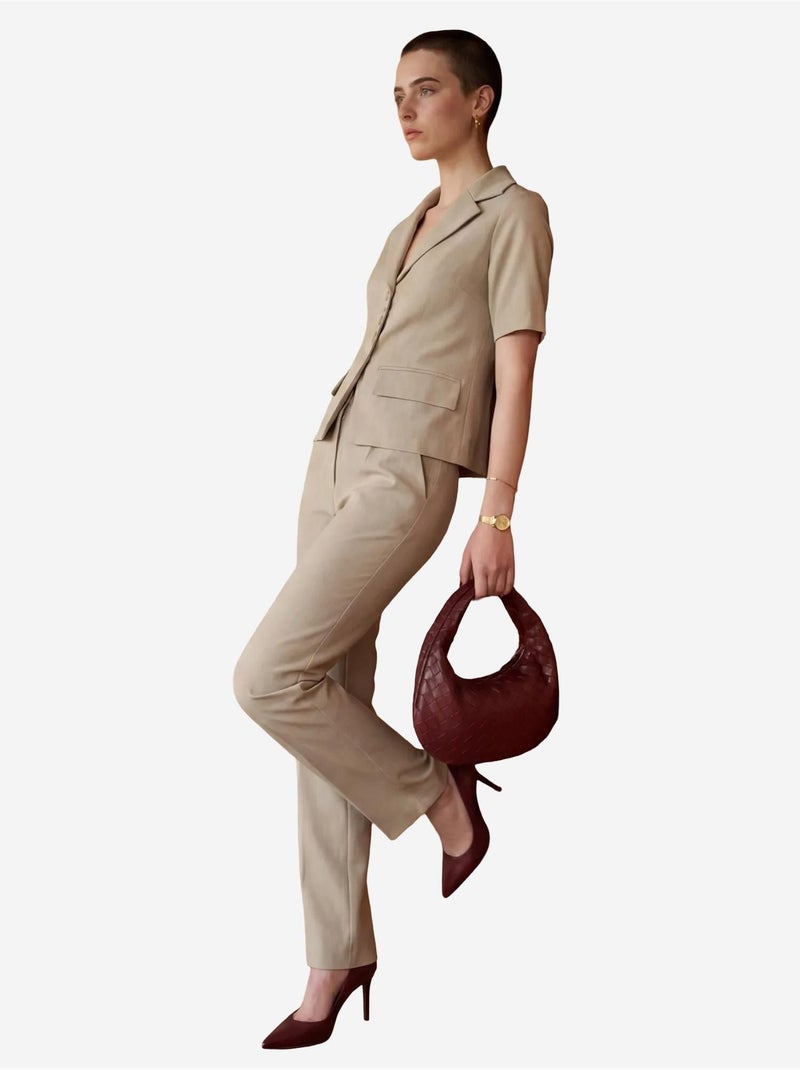 Ensemble coordonné deux pièces avec col de veste my fashion Beige argile - Kiabi