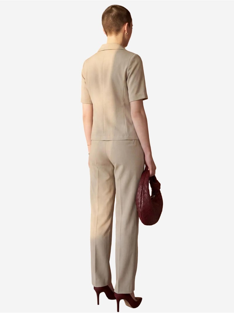 Ensemble coordonné deux pièces avec col de veste my fashion Beige argile - Kiabi