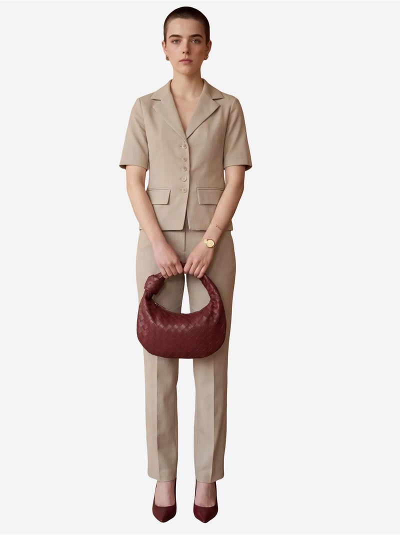 Ensemble coordonné deux pièces avec col de veste my fashion Beige argile - Kiabi
