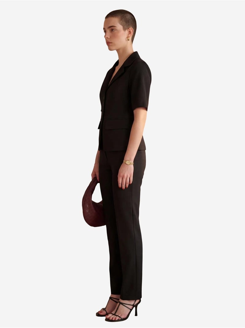 Ensemble coordonné deux pièces avec col de veste my fashion Noir - Kiabi