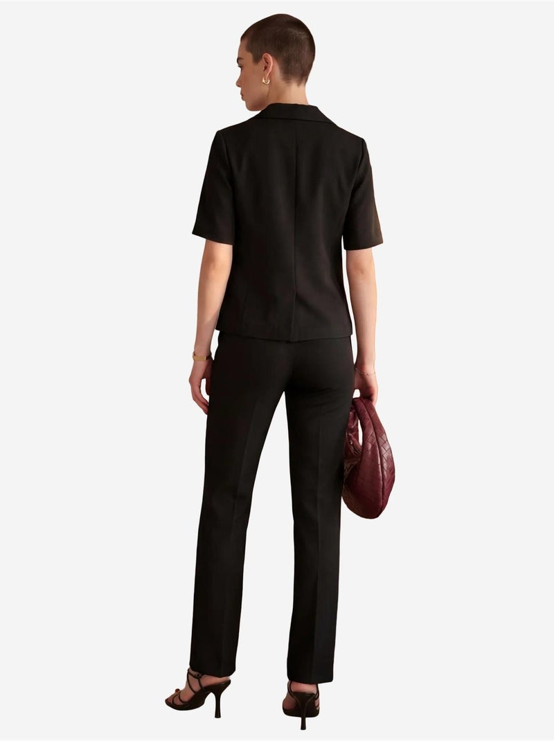 Ensemble coordonné deux pièces avec col de veste my fashion Noir - Kiabi