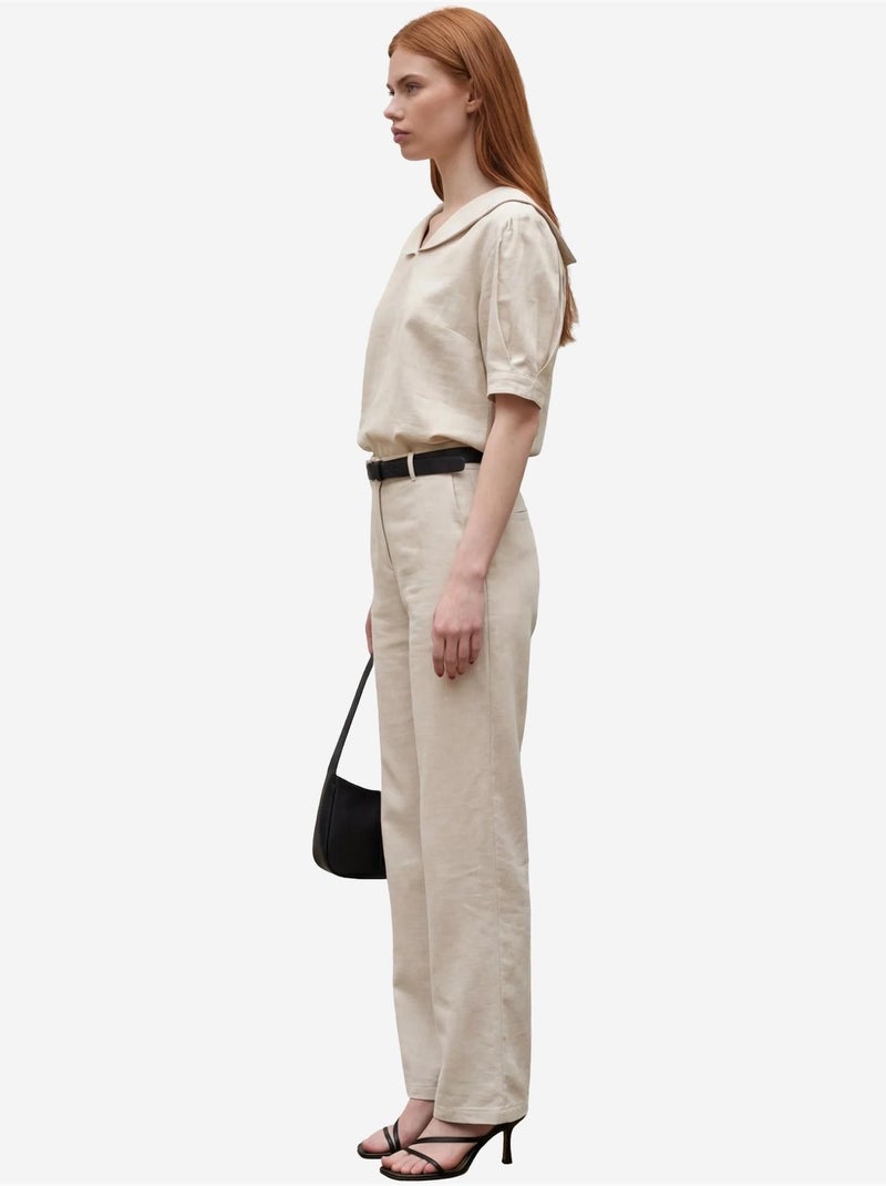 Ensemble coordonné deux pièces boutonné à col châle my fashion Beige argile - Kiabi