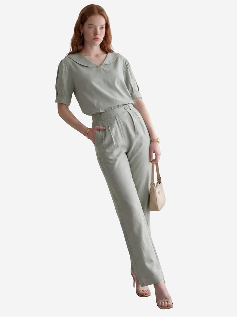 Ensemble coordonné deux pièces boutonné à col châle my fashion Vert pastel - Kiabi