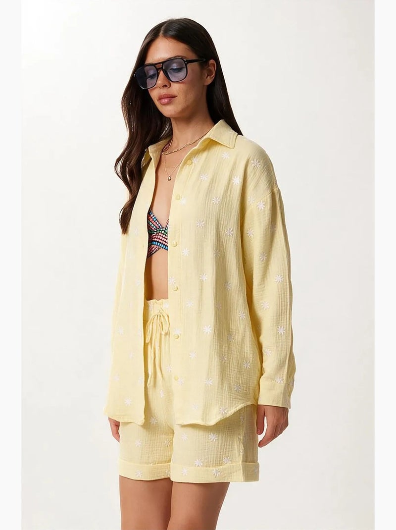 Ensemble coordonné deux pièces en coton istanbul Jaune citron - Kiabi