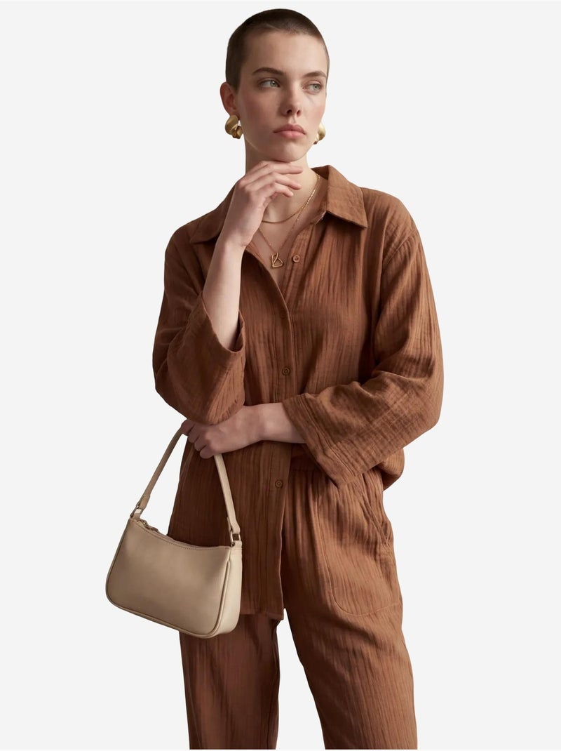 Ensemble coordonné deux pièces en coton tissé avec fermeture à boutons my fashion Marron clair - Kiabi