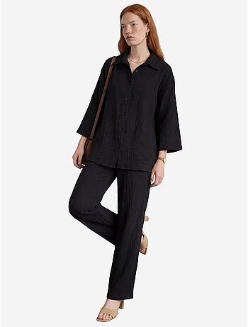 Ensemble coordonné deux pièces en coton tissé avec fermeture à boutons my fashion
