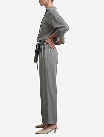 Ensemble coordonné deux pièces en tissu fin avec col de chemise et détail cravate my fashion