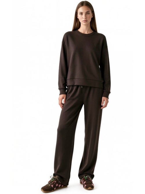 Ensemble coordonné deux pièces taille haute jambes larges en modal hiccup - Kiabi Ensemble coordonné deux pièces taille haute jambes larges en modal hiccup - Kiabi